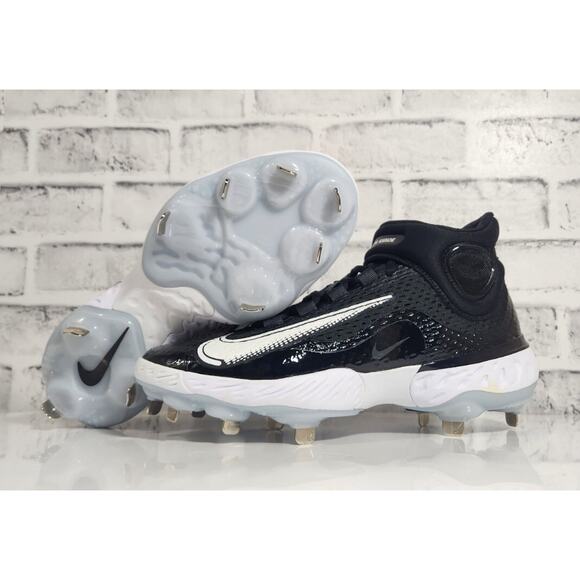 Nike Alpha Huarache Elite 4 Mid Men's Size 7 Black Baseball Cleats DJ6520-001 - Picture 1 of 6